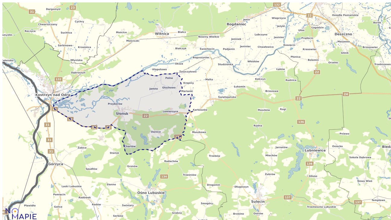 Mapa obszarów ochrony przyrody Słońska